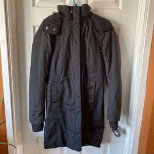 Lululemon Jacket Women’s Size Small Black Long Zip Up Coat Thumbholes Hooded